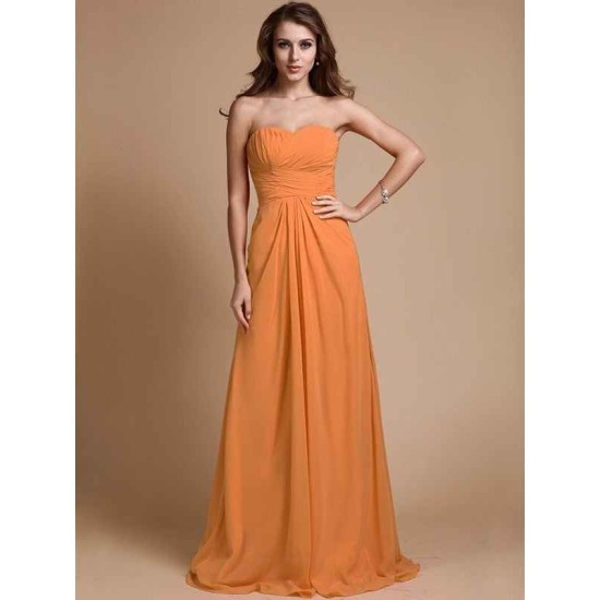 Gorgeous Sweetheart Sleeveless Ruffles Chiffon Long Bridesmaid Dresses