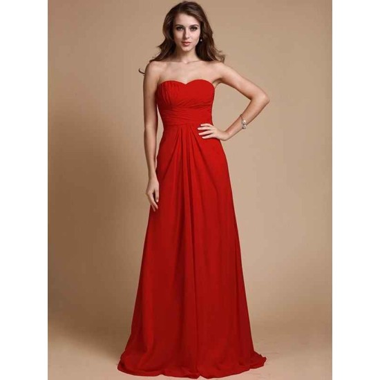 Gorgeous Sweetheart Sleeveless Ruffles Chiffon Long Bridesmaid Dresses