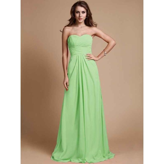 Gorgeous Sweetheart Sleeveless Ruffles Chiffon Long Bridesmaid Dresses
