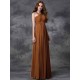 Charming Straps Ruched Sleeveless Long Chiffon Bridesmaid Dresses