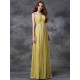 Charming Straps Ruched Sleeveless Long Chiffon Bridesmaid Dresses