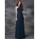 Charming Straps Ruched Sleeveless Long Chiffon Bridesmaid Dresses