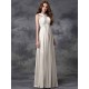 Charming Straps Ruched Sleeveless Long Chiffon Bridesmaid Dresses