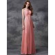 Charming Straps Ruched Sleeveless Long Chiffon Bridesmaid Dresses