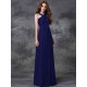 Charming Straps Ruched Sleeveless Long Chiffon Bridesmaid Dresses