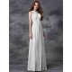 Charming Straps Ruched Sleeveless Long Chiffon Bridesmaid Dresses