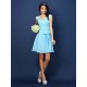 V-Neck Elegant Pleats Bowknot Sleeveless Short Chiffon Bridesmaid Dresses