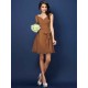 V-Neck Elegant Pleats Bowknot Sleeveless Short Chiffon Bridesmaid Dresses