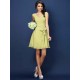 V-Neck Elegant Pleats Bowknot Sleeveless Short Chiffon Bridesmaid Dresses