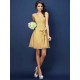 V-Neck Elegant Pleats Bowknot Sleeveless Short Chiffon Bridesmaid Dresses