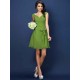 V-Neck Elegant Pleats Bowknot Sleeveless Short Chiffon Bridesmaid Dresses
