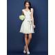 V-Neck Elegant Pleats Bowknot Sleeveless Short Chiffon Bridesmaid Dresses