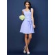 V-Neck Elegant Pleats Bowknot Sleeveless Short Chiffon Bridesmaid Dresses