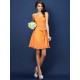 V-Neck Elegant Pleats Bowknot Sleeveless Short Chiffon Bridesmaid Dresses