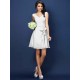 V-Neck Elegant Pleats Bowknot Sleeveless Short Chiffon Bridesmaid Dresses