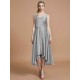 V-Neck Elegant Satin Asymmetrical Sleeveless Bridesmaid Dresses