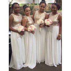 Chic Sleeveless Paillette Chiffon Bridesmaid Dresses