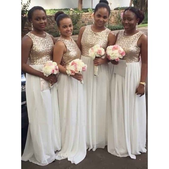 Chic Sleeveless Paillette Chiffon Bridesmaid Dresses