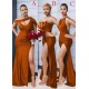 Burnt Orange Mermaid Bridesmaid Dress With Slit