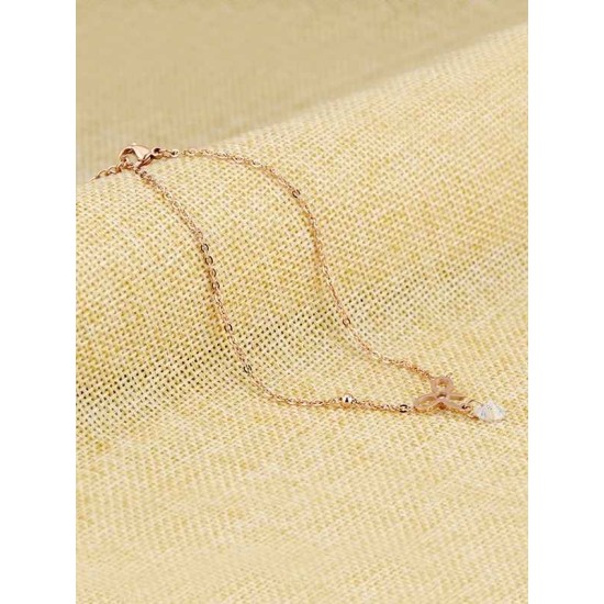 Fancy Titanium With Rhinestone Anklets