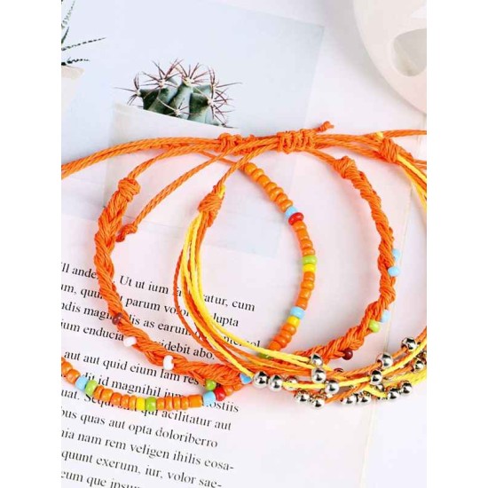 Fashion Alloy With Metal Beads Hot Sale Bracelets(3 Pieces)