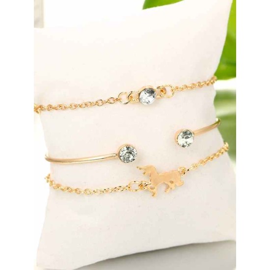 Extraordinary Alloy With Rhinestone Bracelets(3 Pieces)