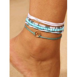 Handmade Beaded Leather Rope Anklets(5 pieces)