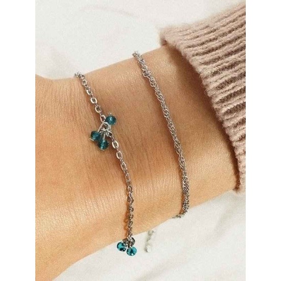 Luxurious Rhinestone Alloy Anklets/Bracelets(2 Pieces)