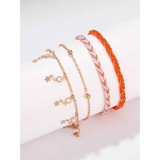 Beautiful Star Alloy Anklets(4 Pieces)