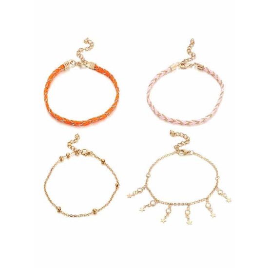 Beautiful Star Alloy Anklets(4 Pieces)