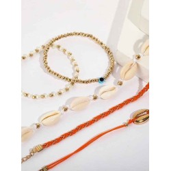 Exquisite Alloy With Shell Anklets(5 Pieces)