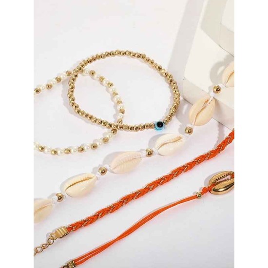 Exquisite Alloy With Shell Anklets(5 Pieces)