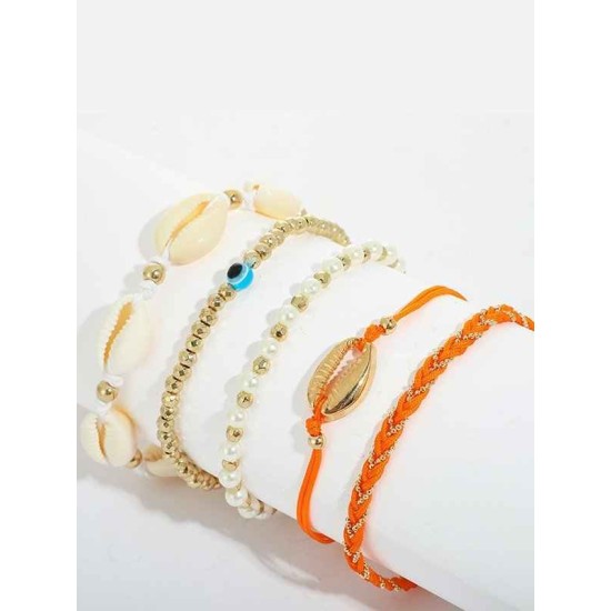 Exquisite Alloy With Shell Anklets(5 Pieces)