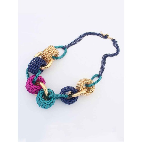 Occident Trendy Retro Metallic Collision color Hot Sale Necklace