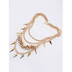 Occident Hyperbolic Stylish Street shooting style Button screw Metallic Multi-layered Hot Sale Necklace