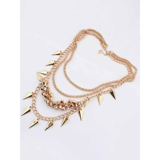 Occident Hyperbolic Stylish Street shooting style Button screw Metallic Multi-layered Hot Sale Necklace