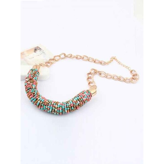 Occident Stylish Multicolor Seed Pearls Handwork Round Tube Hot Sale Necklace