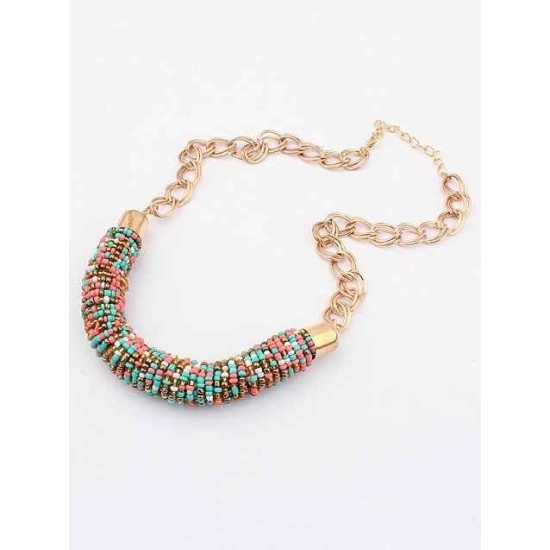 Occident Stylish Multicolor Seed Pearls Handwork Round Tube Hot Sale Necklace