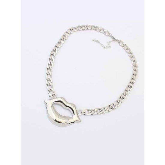 Occident Hyperbolic Flash Drilling Sexy Lip Print Hot Sale Necklace