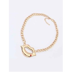 Occident Hyperbolic Flash Drilling Sexy Lip Print Hot Sale Necklace