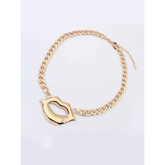 Occident Hyperbolic Flash Drilling Sexy Lip Print Hot Sale Necklace