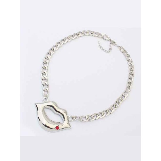 Occident Hyperbolic Flash Drilling Sexy Lip Print Hot Sale Necklace