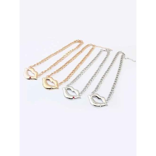 Occident Hyperbolic Flash Drilling Sexy Lip Print Hot Sale Necklace