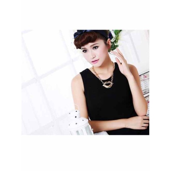 Occident Hyperbolic Flash Drilling Sexy Lip Print Hot Sale Necklace